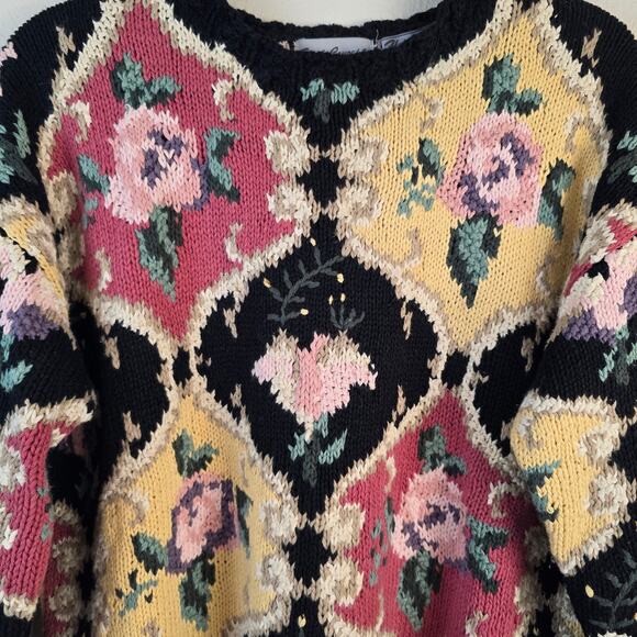 Vintage First Concepts Hand Knitted Sweater Women's M Cottagecore Grannycore - Picture 10 of 10